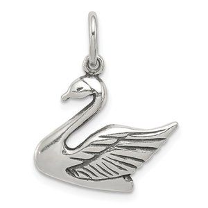 Sterling Silver Antiqued Swan Charm New Pendant